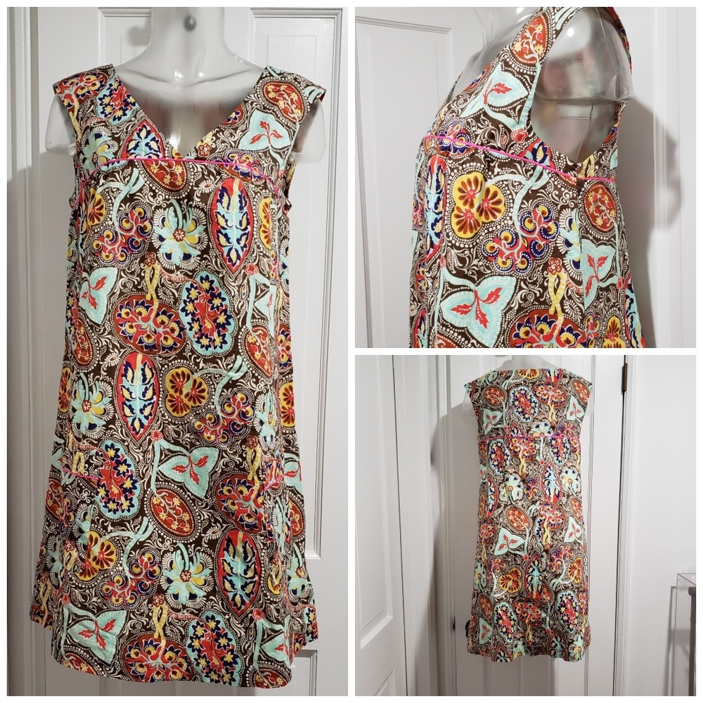 Seaton Paisley Cotton Smock Dress LG